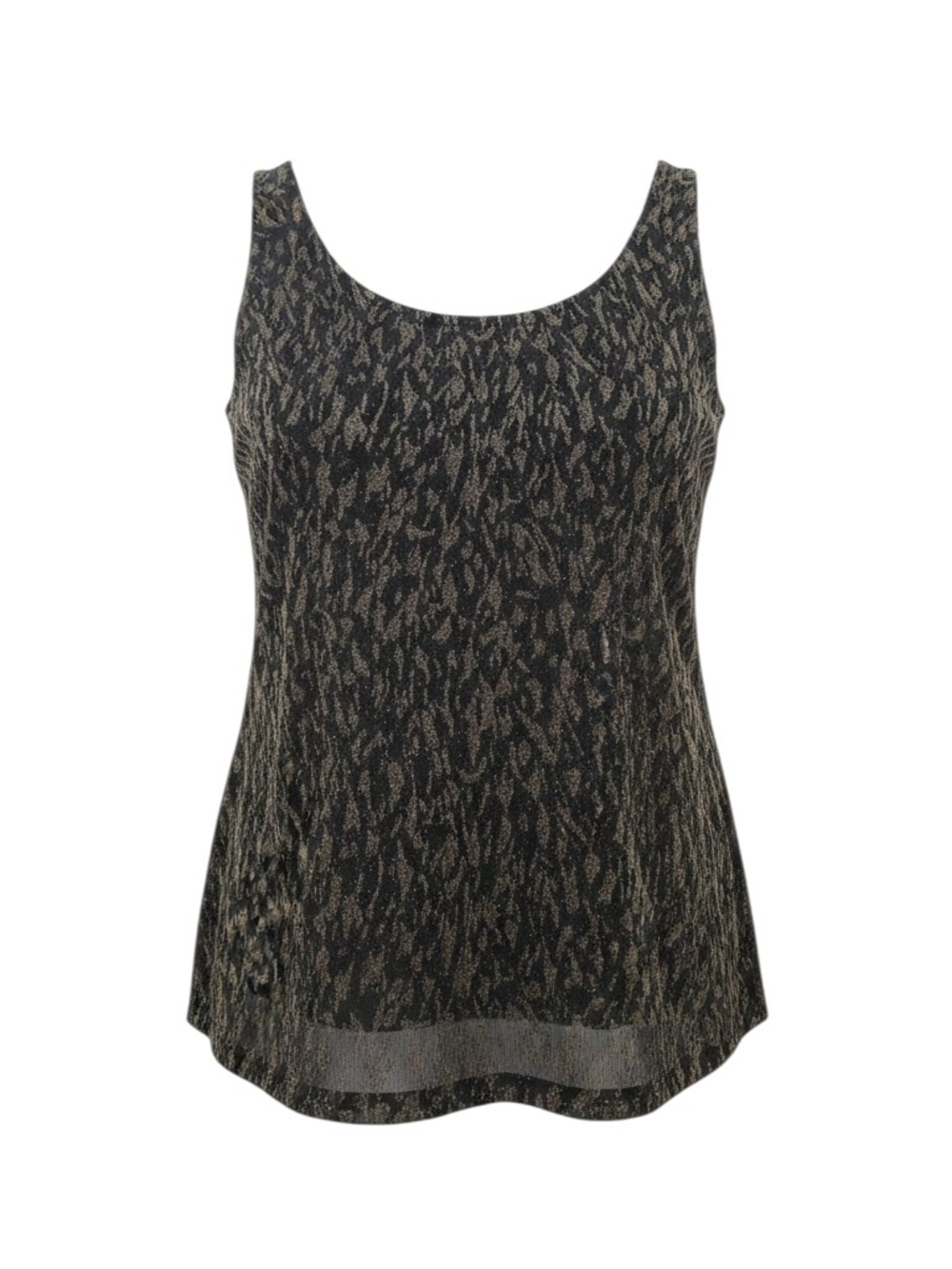 JM Collection Black Tank Top with Gold Metallic Print - Size 0X